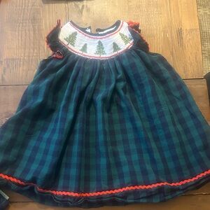Green and Blue Plaid Kids Casual Dress